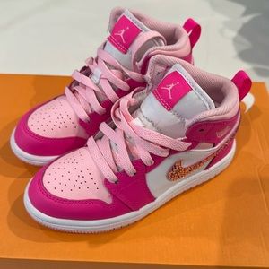 Swarvoski Crystal Pink Baby Toddler Pre-School Swarovski Jordan 1 Mid